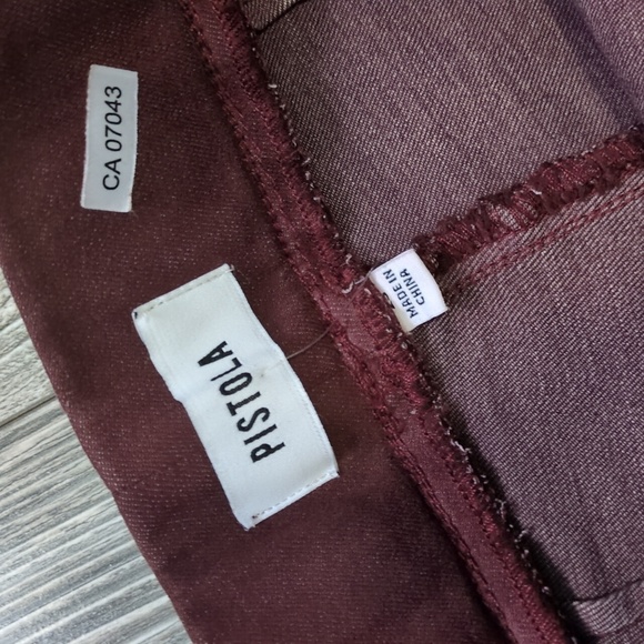 PISTOLA Waxed Coated Black Cherry Pull On Pants XS - Picture 3 of 6